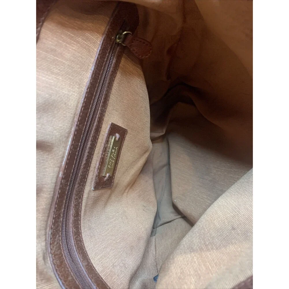 Badgley Mischka Brown Distressed Leather Tote Shoulder Bag Gold Hardware Boho